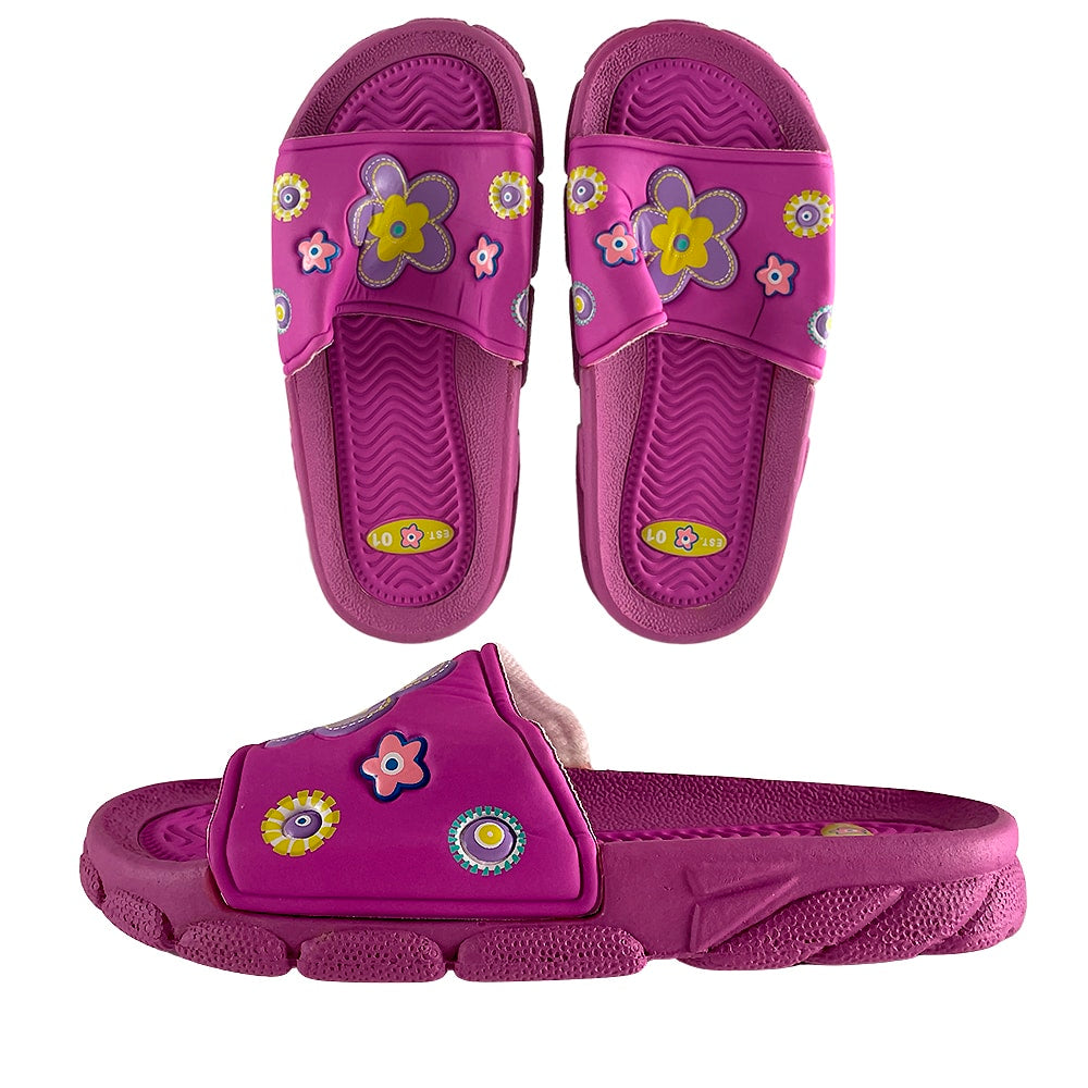 Børne Gummi Sandaler i Lilla og Pink