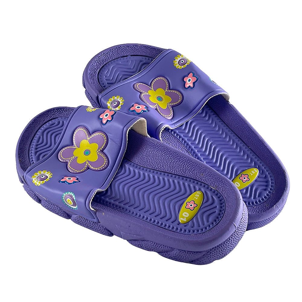 Børne Gummi Sandaler i Lilla og Pink