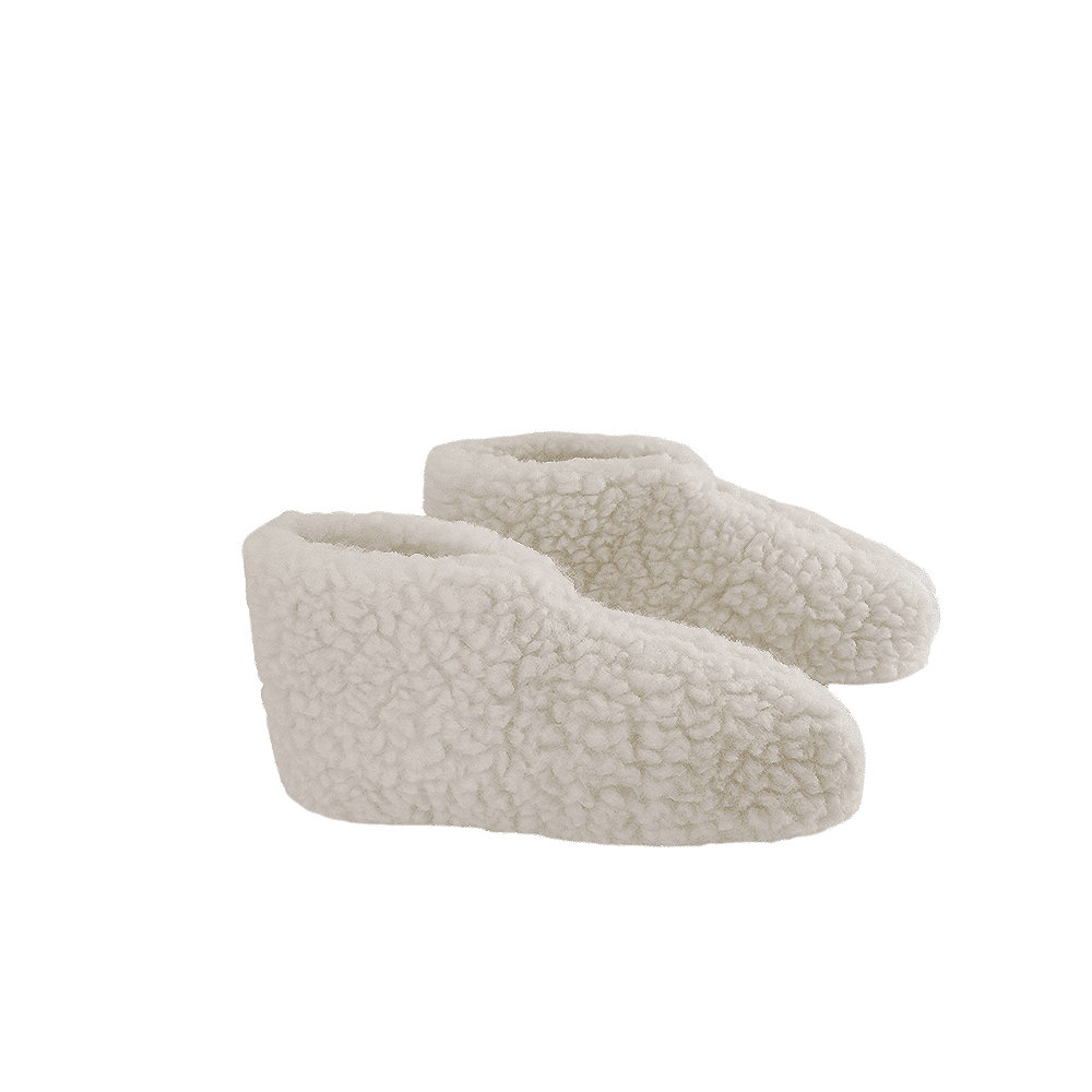 Fluffy Uld Hjemmesko (100% ren uld) - Model Hvid