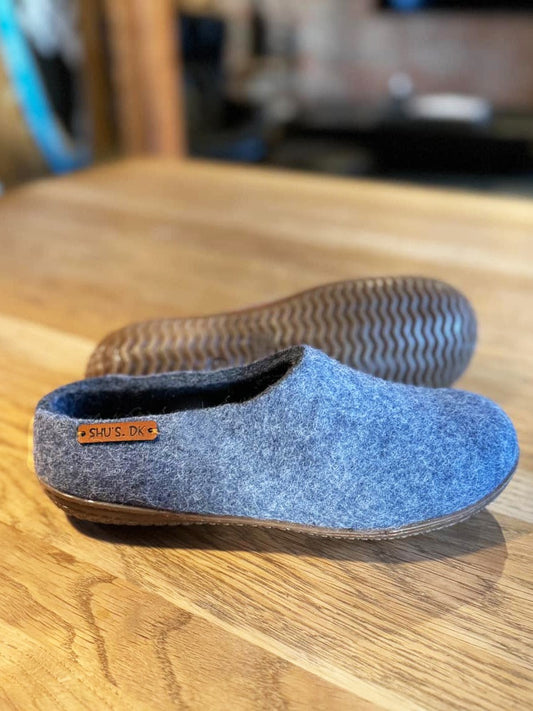 Uldhjemmesko (100% ren uld) - Model Denim m/Gummisål
