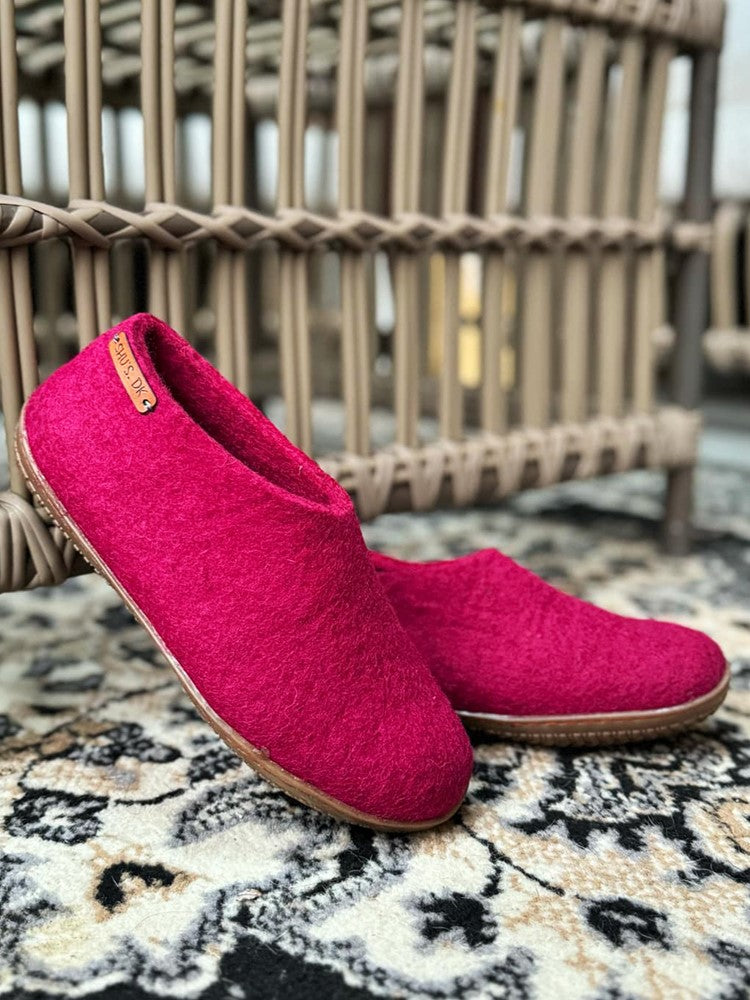 Uld hjemmesko (100% ren uld) - Model Pink m/Gummisål