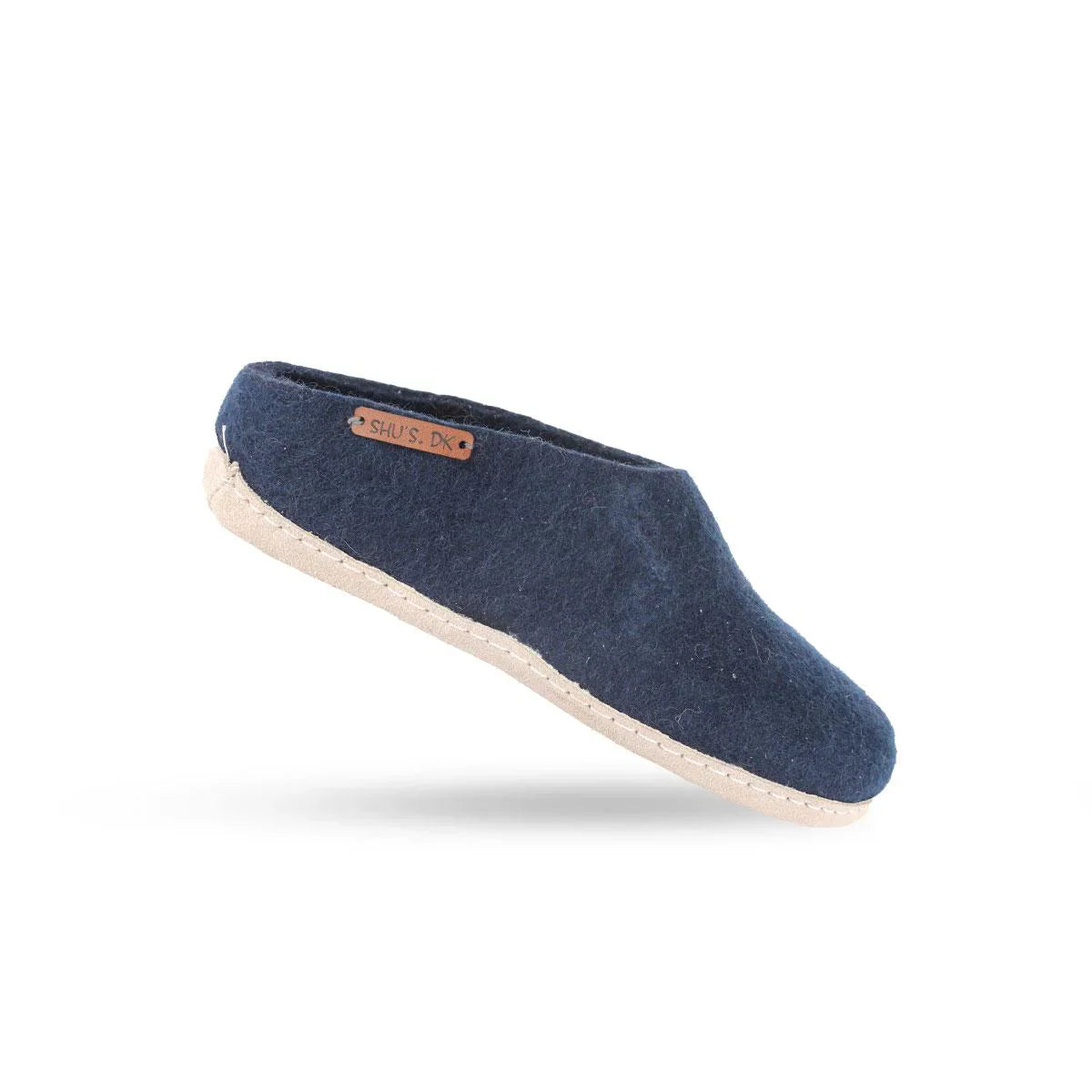 Uldtøffel (100% ren uld) m/sål i skind - Dansk Design fra SHUS