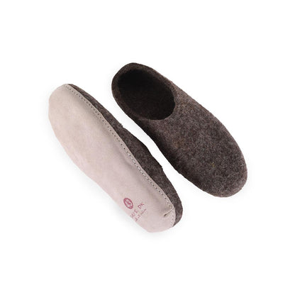 Uldtøffel (100% ren uld) m/sål i skind - Dansk Design fra SHUS