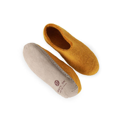 Uldtøffel (100% ren uld) m/sål i skind - Dansk Design fra SHUS