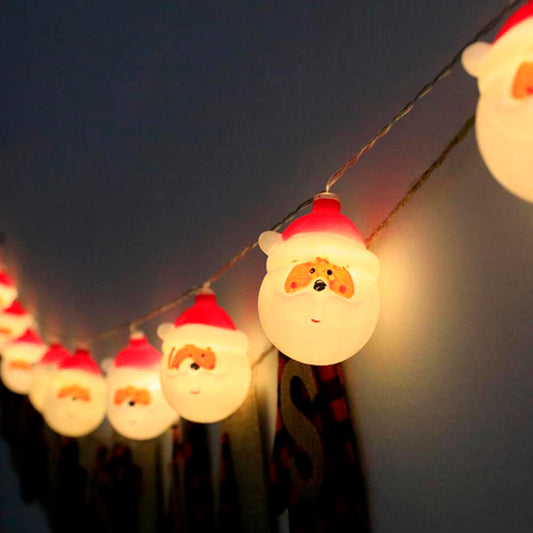 Lyskæde 2 Meter med 10 Julemænd - Batteridrevet -