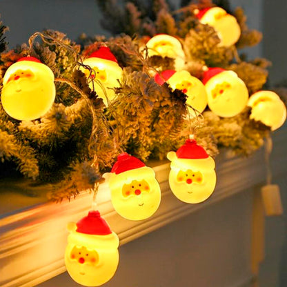 Lyskæde 2 Meter med 10 Julemænd - Batteridrevet -