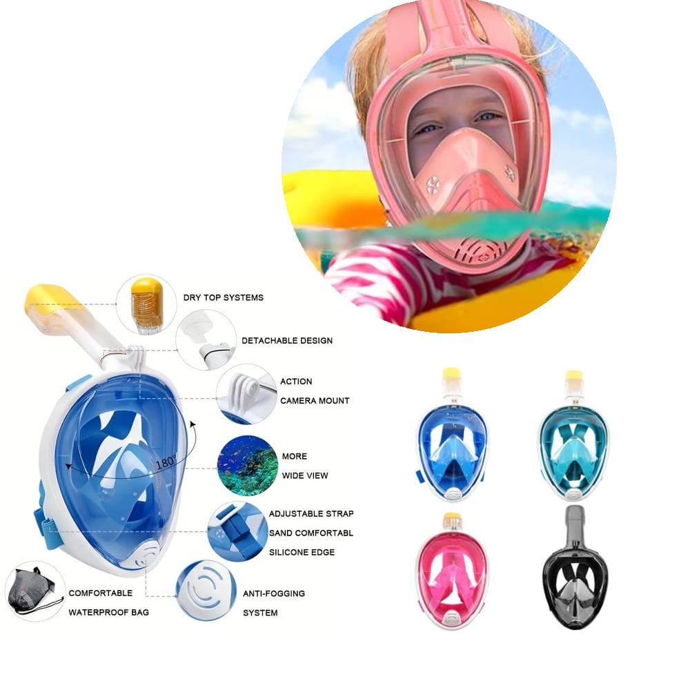 Snorkelmaske til børn og voksne med snorkel og 180 graders udsigt