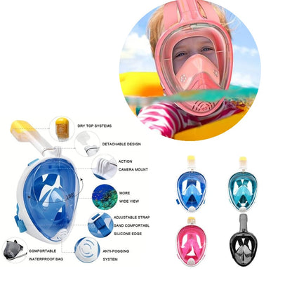 Snorkelmaske til børn og voksne med snorkel og 180 graders udsigt