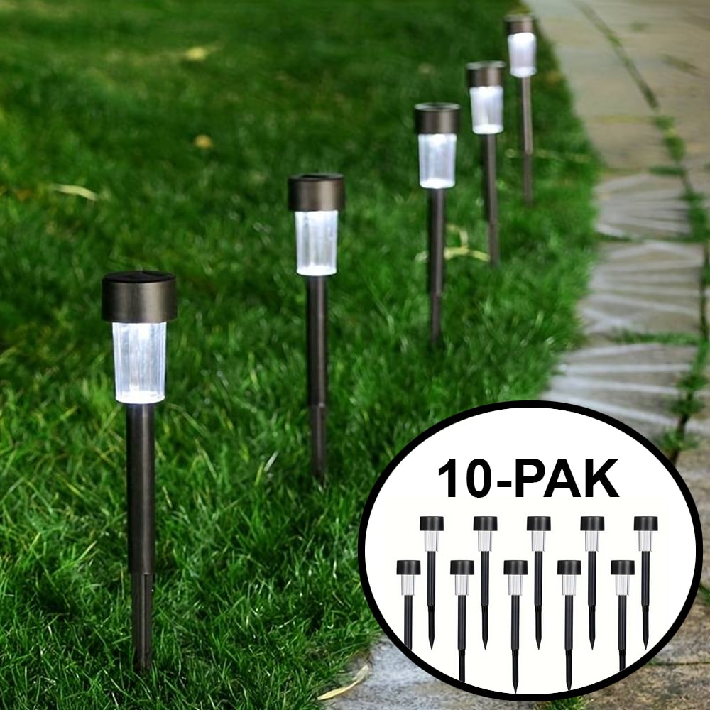 LED Solcelle Lamper udendørs på spyd - Sorte 10 stk.