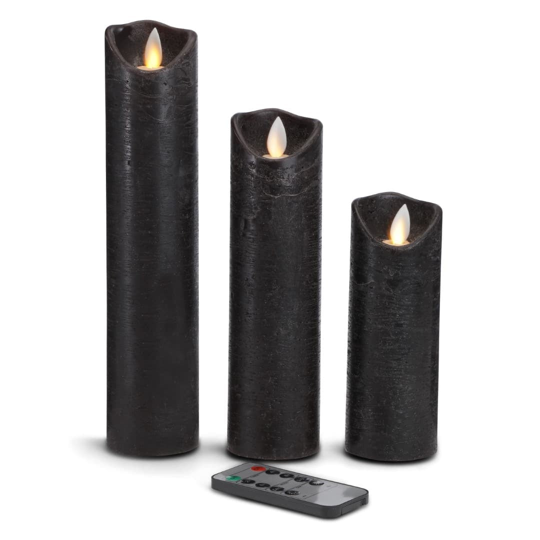 LED stearinlys - 3 stk. - 15/20/25 cm - m/3D flamme - (flere farver)