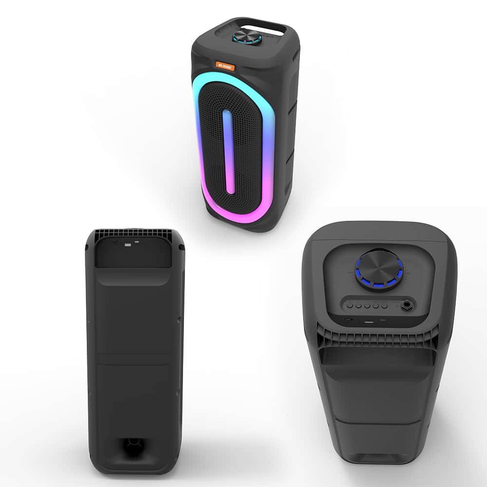 Soundbox højtaler med bluetooth, RGB-lys, FM-radio og mikrofon (56 x 24 cm.)