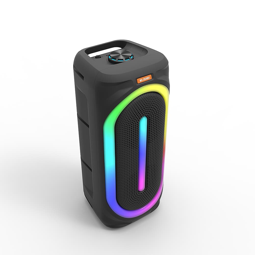 Soundbox højtaler med bluetooth, RGB-lys, FM-radio og mikrofon (56 x 24 cm.)