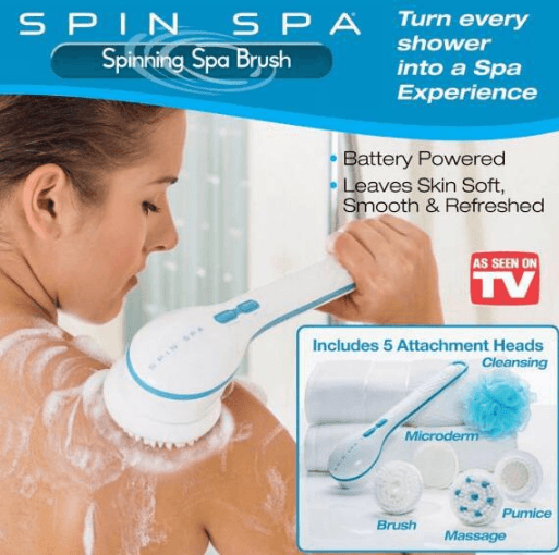 Spin Spa skrubbe og massagebørste (med 5 børster)