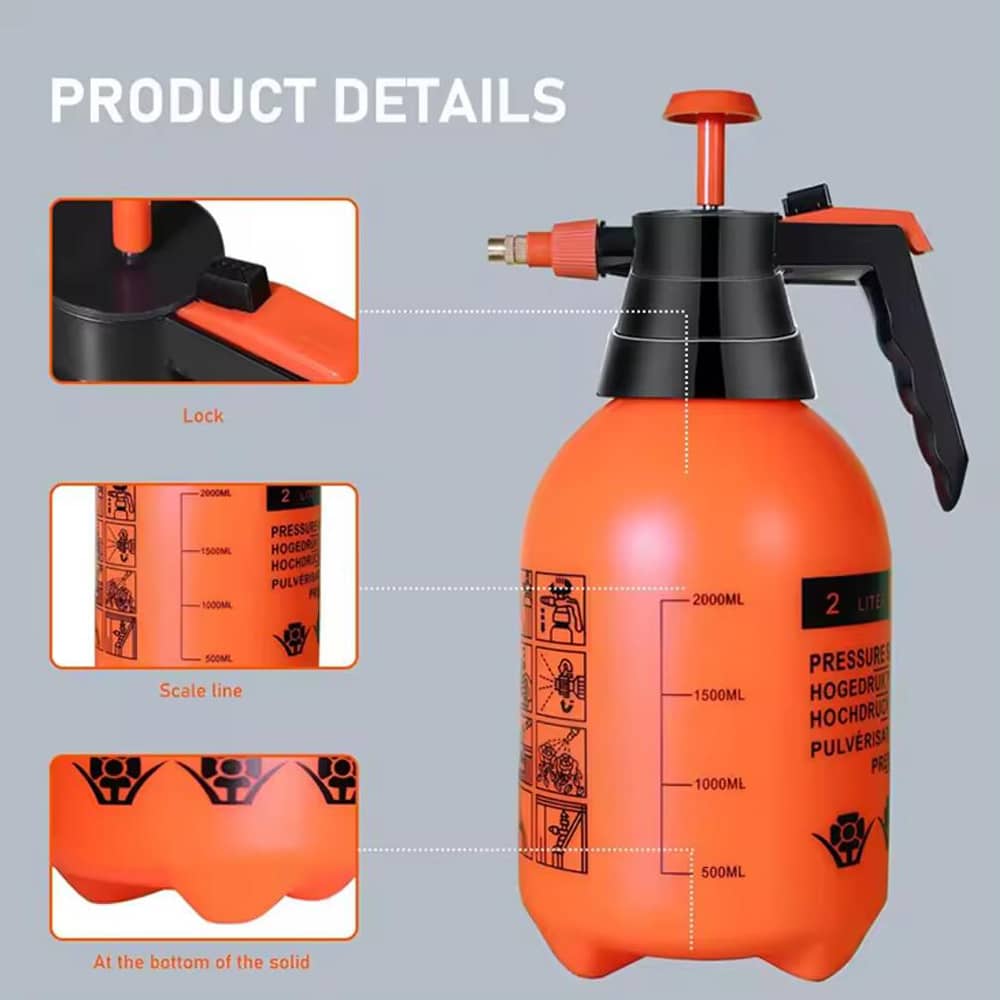 Tryksprøjte 2 liter med pumpe - orange -