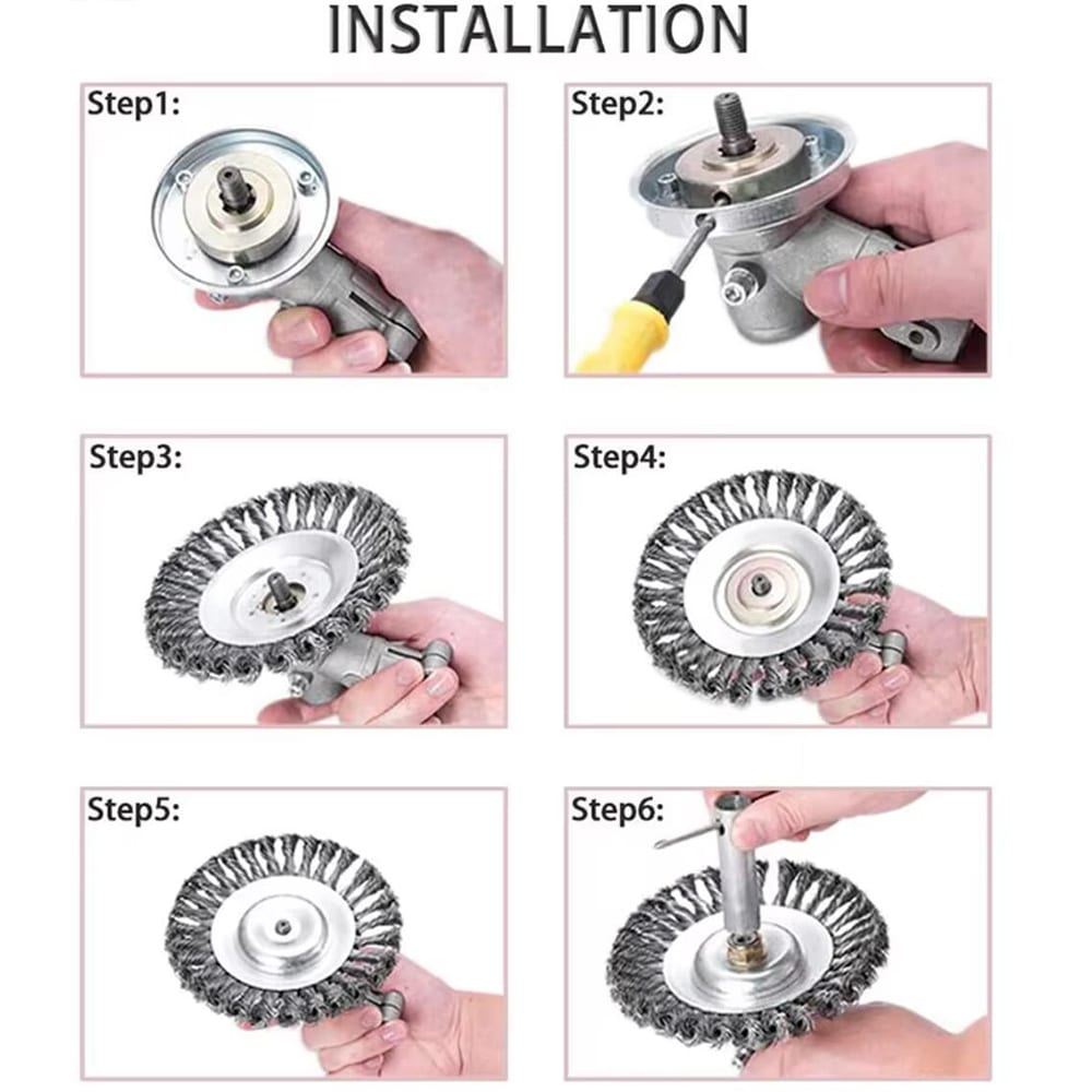 Effektiv stålbørste 6" eller 8" til ukrudtsfjernelse og polering