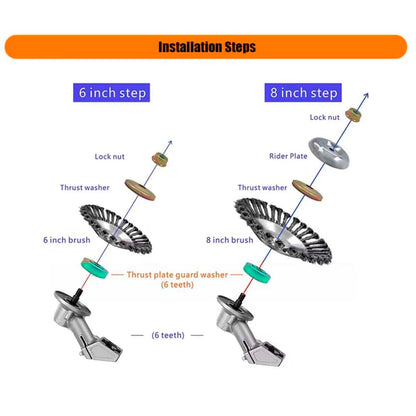 Effektiv stålbørste 6" eller 8" til ukrudtsfjernelse og polering