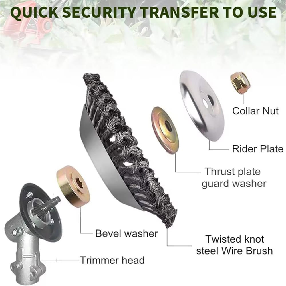 Effektiv stålbørste 6" eller 8" til ukrudtsfjernelse og polering