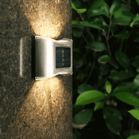 Rustfri LED-solcelle Væglampe (up- downlight), 4 stk.