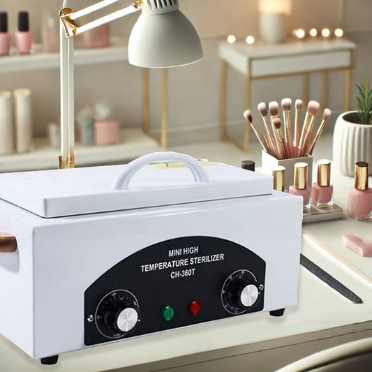 Sterilisator til negleværktøj, justerbar temperatur og timerfunktion – ideel til brug i professionelle klinikker og saloner.