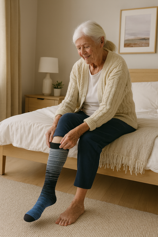 Støttestrømper / kompressionsstrømper - Melerede - flere flotte farver