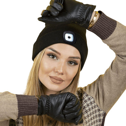 Strikhue m/kraftig LED-lys - Genopladelig - one-size -