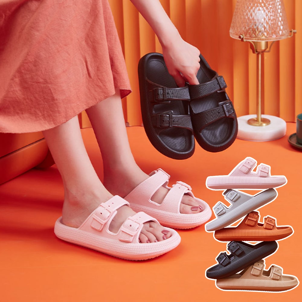 Slippers / Tøfler m/Spænde - Bløde &amp; Skridsikre i flere flotte farver (kendt som Happy Flops)