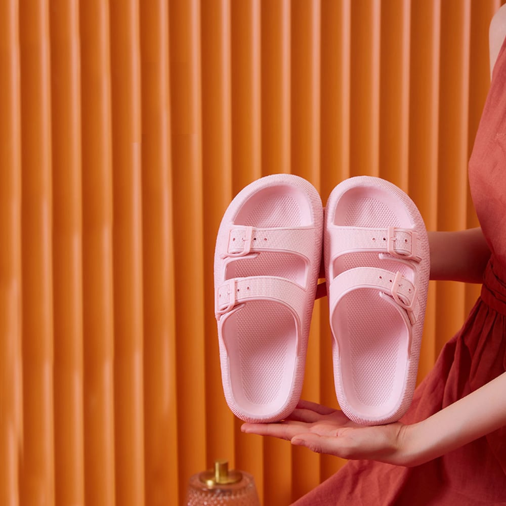 Slippers / Tøfler m/Spænde - Bløde &amp; Skridsikre i flere flotte farver (kendt som Happy Flops)