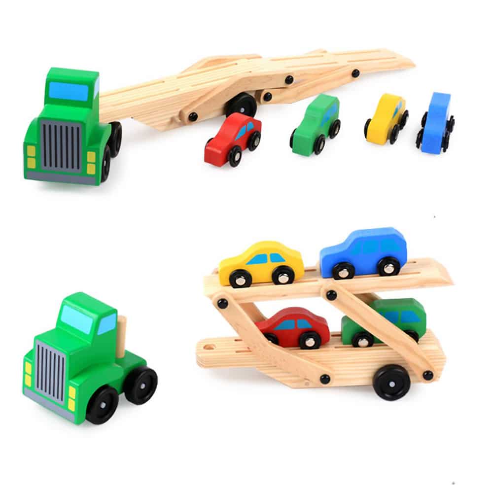 Biltransporter i træ inkl. 4 biler