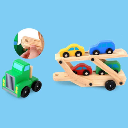 Biltransporter i træ inkl. 4 biler