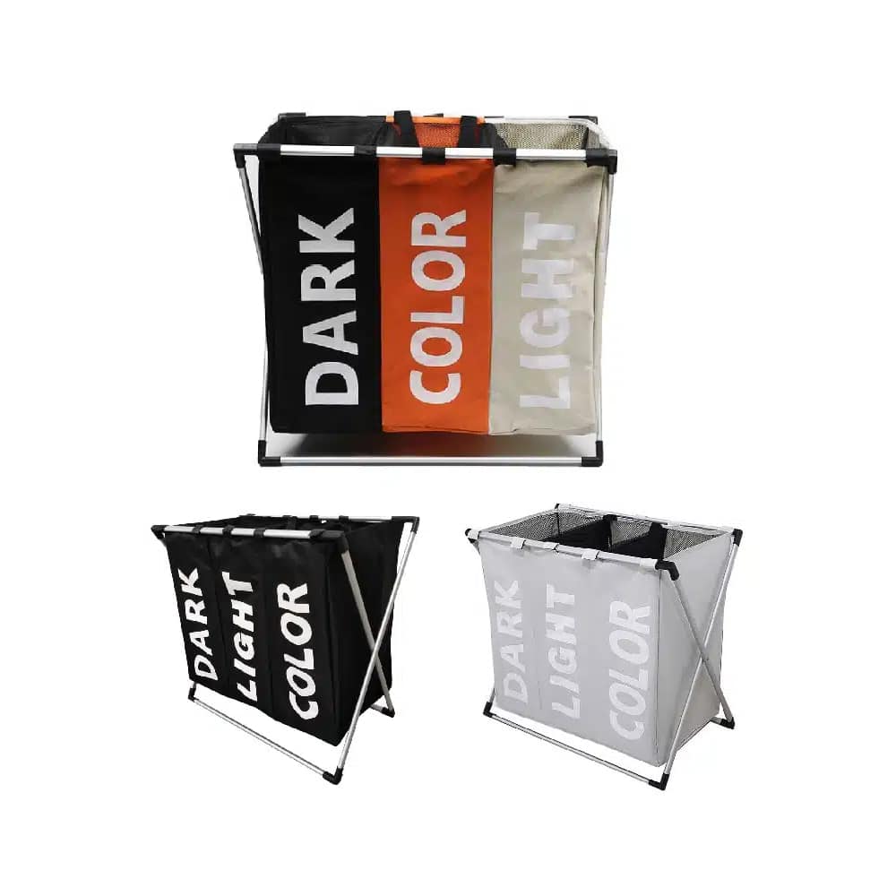 Vasketøjskurv tredelt (fås i flere farver)