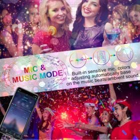 LED Strip lyskæde 5 meter med Bluetooth, Fjernbetjening og MusiksensorC