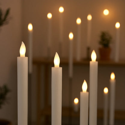 LED kronelys i ægte voks – 6 stk. – 24,5 cm – m. timerfunktion