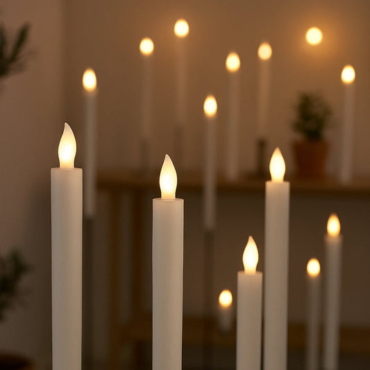 LED kronelys i ægte voks – 6 stk. – 24,5 cm – m. timerfunktion