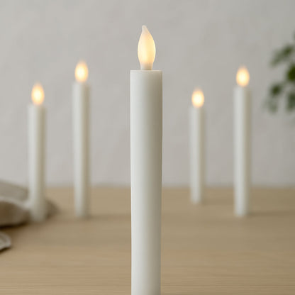 LED kronelys i ægte voks – 6 stk. – 24,5 cm – m. timerfunktion
