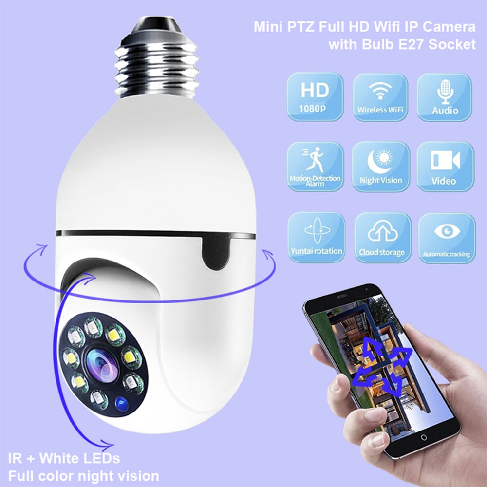 360° WiFi IP Kamera med Tilt Funktion, Nattesyn, Bevægelsesdetektion, 2-vejs Lyd og LED-Lys
