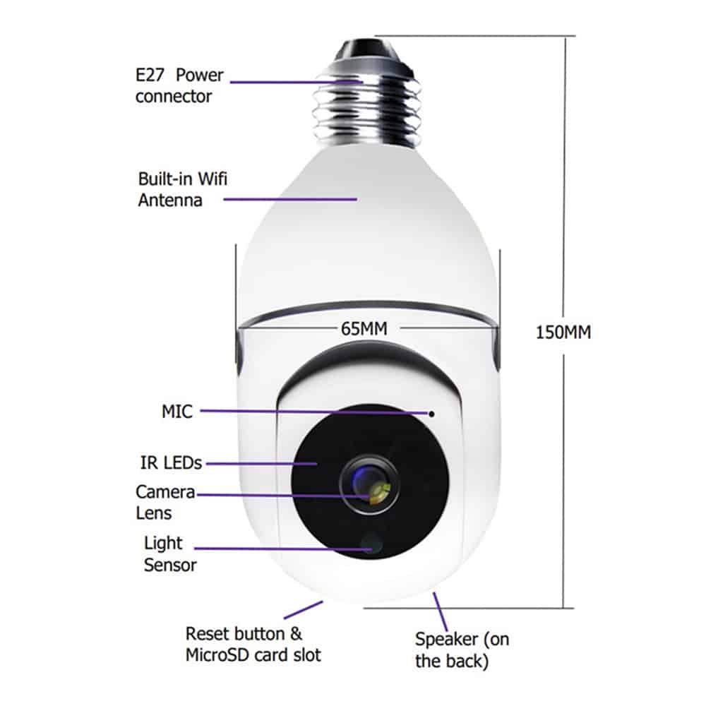 360° WiFi IP Kamera med Tilt Funktion, Nattesyn, Bevægelsesdetektion, 2-vejs Lyd og LED-Lys