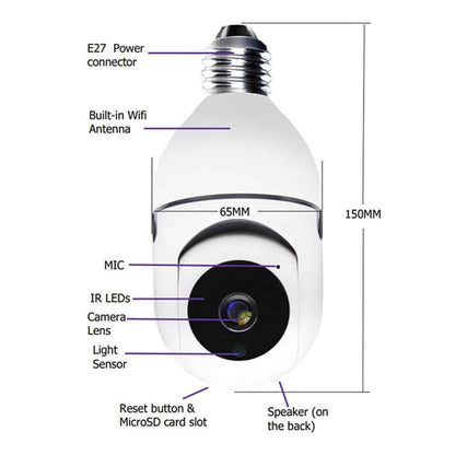 360° WiFi IP Kamera med Tilt Funktion, Nattesyn, Bevægelsesdetektion, 2-vejs Lyd og LED-Lys