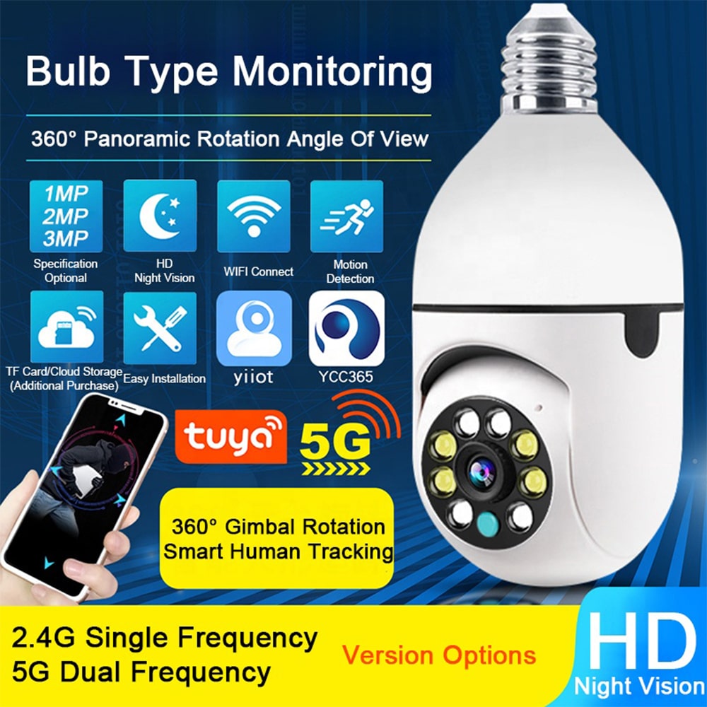 360° WiFi IP Kamera med Tilt Funktion, Nattesyn, Bevægelsesdetektion, 2-vejs Lyd og LED-Lys