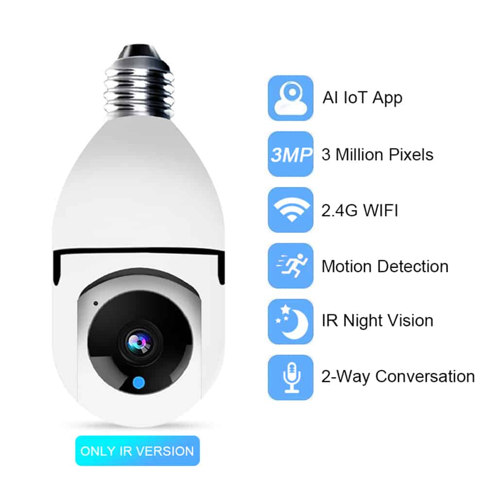 360° WiFi IP Kamera med Tilt Funktion, Nattesyn, Bevægelsesdetektion, 2-vejs Lyd og LED-Lys